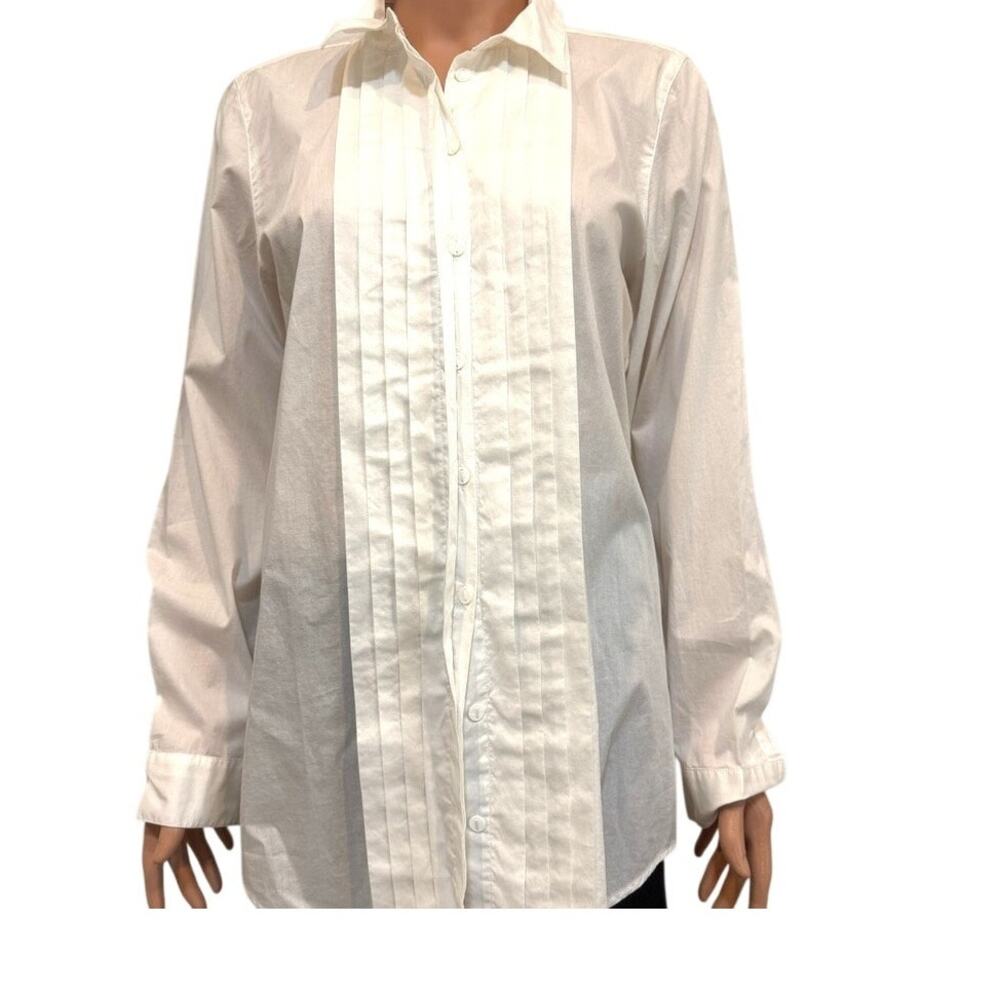 J.Jill medium pintuck pleated button front top shirt TLS1 2812